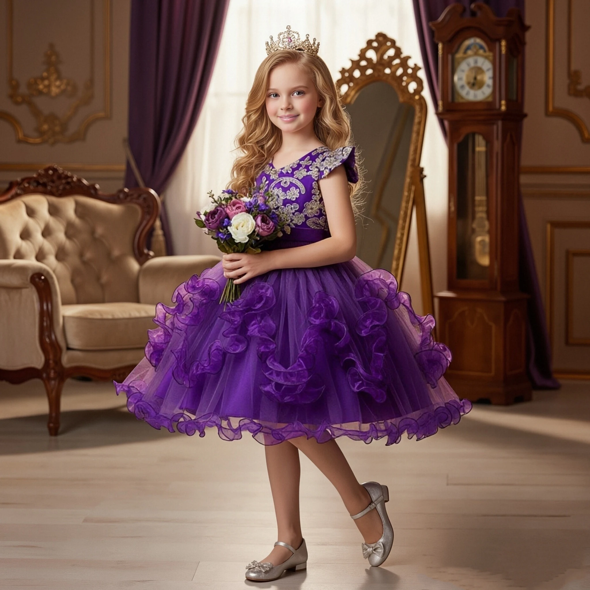 fitted lace wedding dress Baby Girl Fluffy Dress Purple Sequins Toddler Birthday Princess Dre –  marryshe