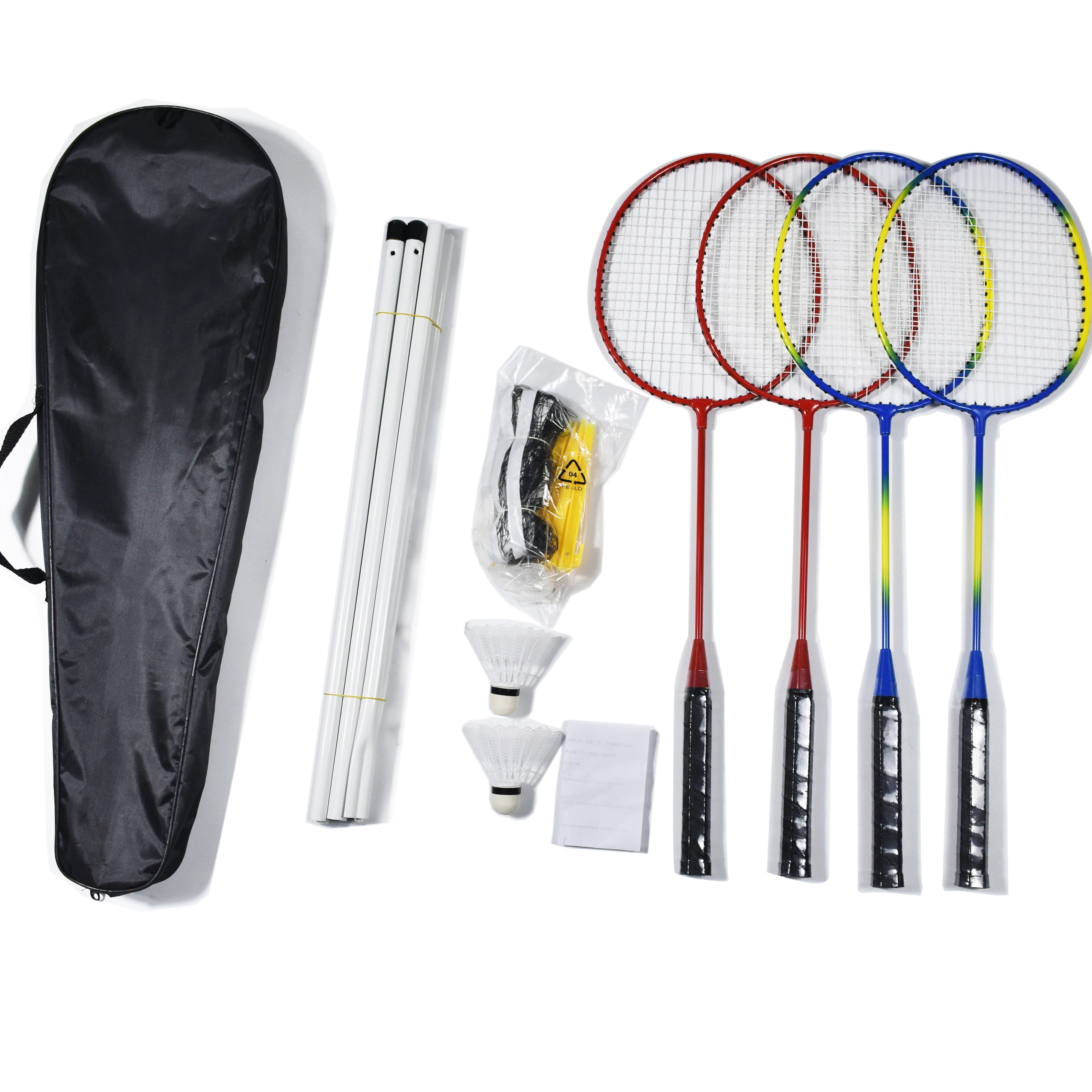 YONEX 4 Player Badminton Combo Set: 4 Racquets Net Poles & Shuttlecocks! Bag 