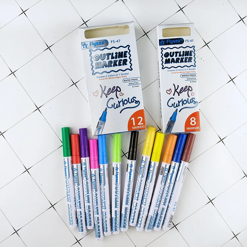 Double Line Outline Pen Markers Dream Metallic Glitter