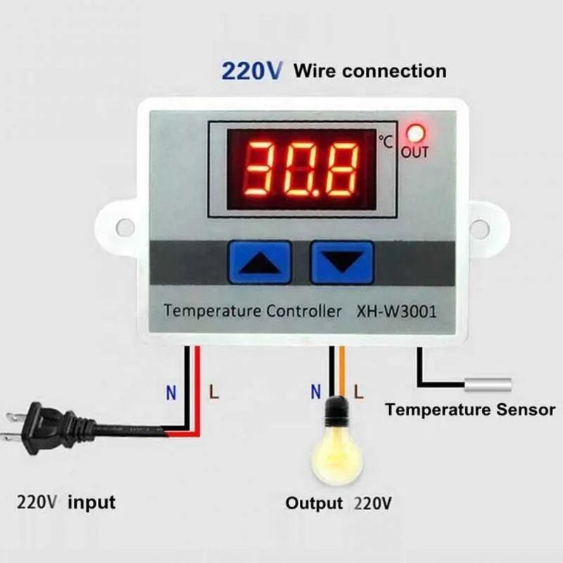 220 V DEL Numérique Régulateur de température 10 A Thermostat contrôle avec interrupteur sonde