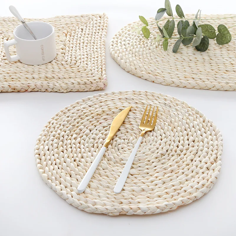 Natural Corn Husk Handmade Water Hyacinth Woven Round Placemats And ...