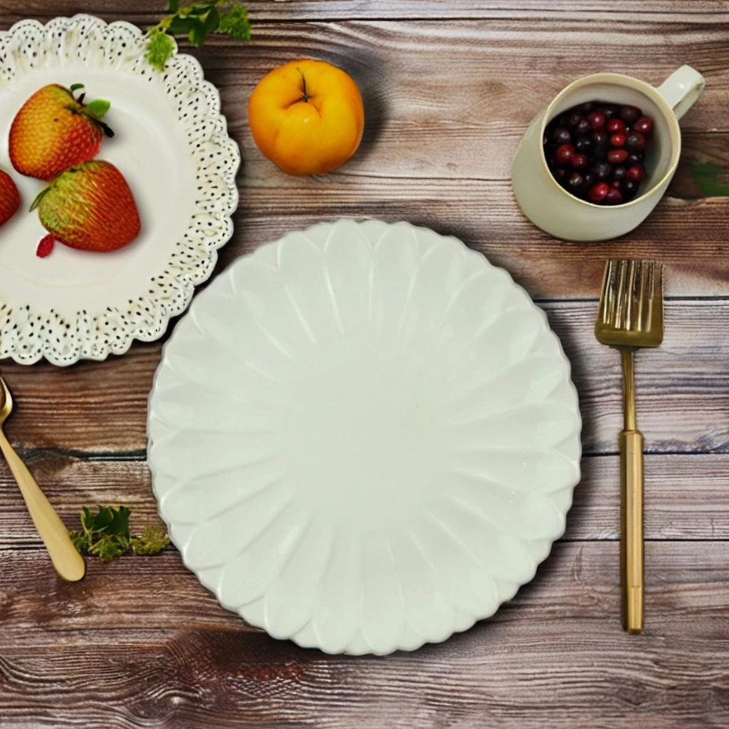 Wholesale Turkish Style Round Dinnerware Set Food Grade Porcelain Charger Plate Box Sunflower Shape Safe for Kids