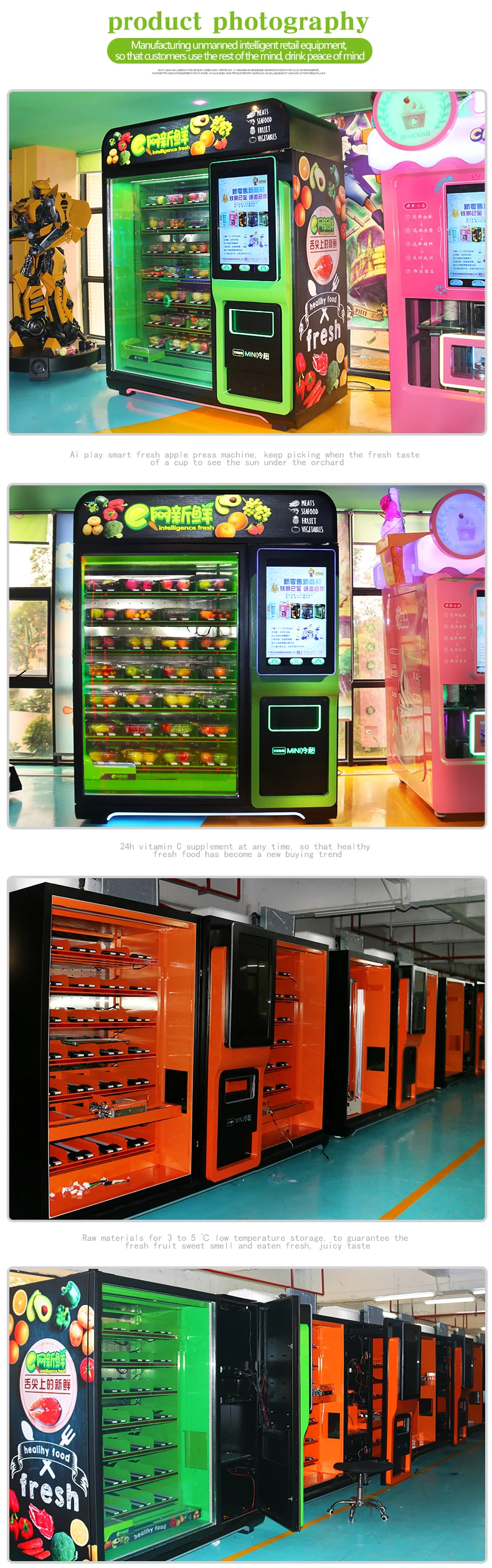Fresh Fruit Salad Vending Machine Frozen Fruit Smoothie Maker Vending