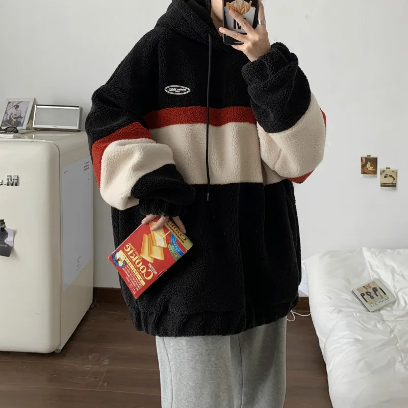 Felpa a nido d'ape da uomo a maniche lunghe casual con colletto alla coreana e bottoni pullover a collo alto casual con felpa scozzese casual, Giallo, S