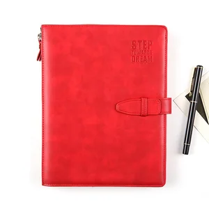Custom Logo Zipper Leather Organizer Planner Notebook Soft Cover Agenda 2026 Planner Office Supply