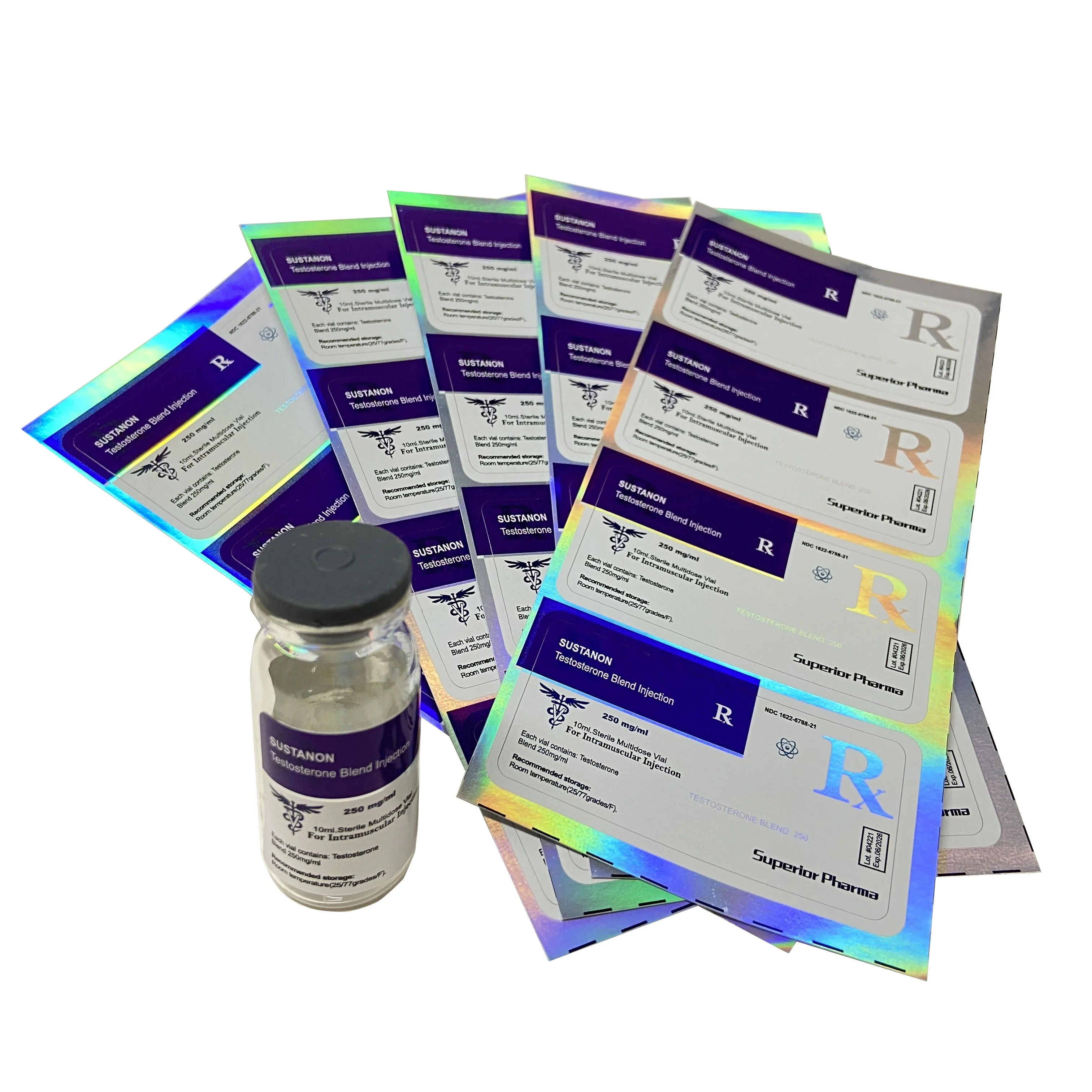 Hologram material 10ml vial label 10ml empty vials custom printing oil label and box