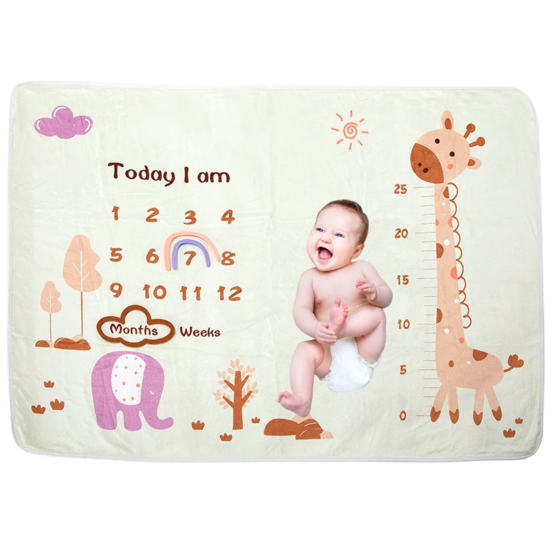 Lovely Baby Milestone Blanket for Girl Boy- Monthly and Year Age Blankets with Number Chart Newborn Photoshoot Photo Props factory