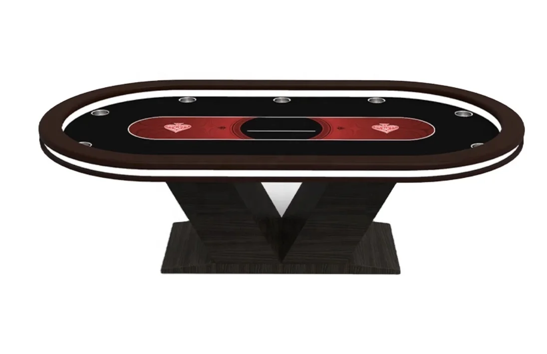 96 Inch Luxury Led Poker Table Removable Custom Casino Table V Shape Leg Gamgbling Gaming Table