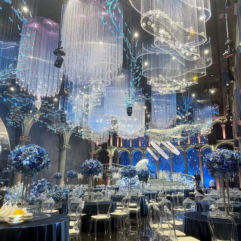Ocean Style Designs Custom Large Hanging Crystal/Glass/Acrylic Decoration Banquet Hall Wedding Chandelier