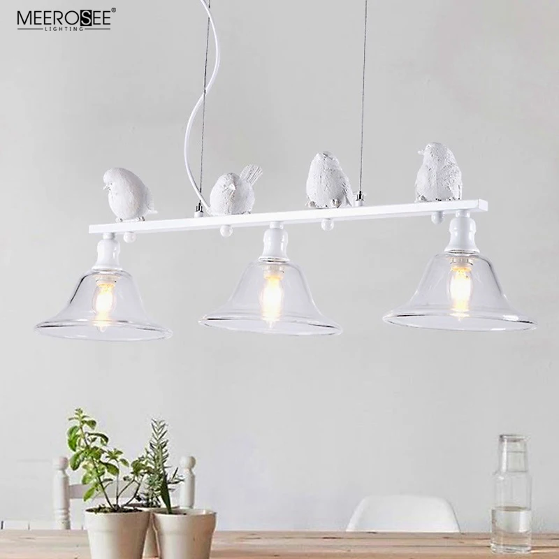 Meerosee Cheap Price Pendant lamp with Resin Birds Suspension Lighs for Dinning Table Kitchen Bar MD86785