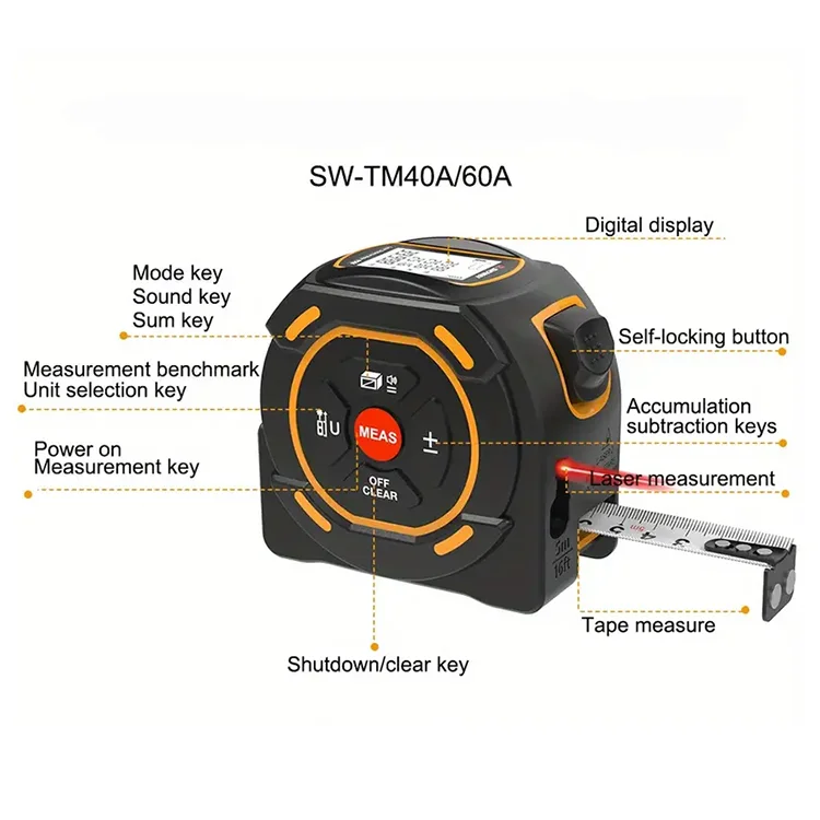 Tape Sw SNDWAY SW-TM60A 6-in-1 Digital Laser Tape Measure - Accurate Distance ...