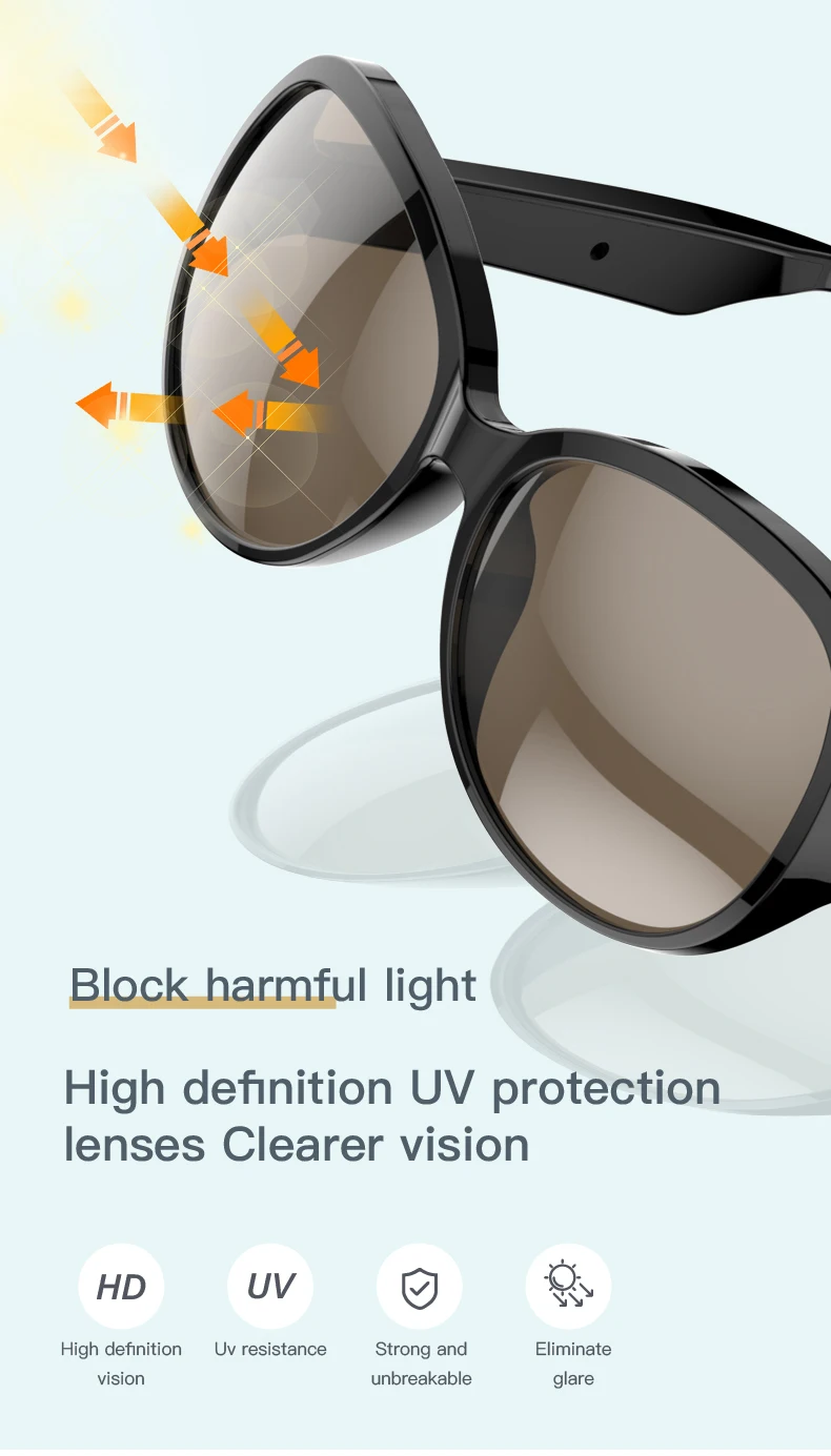 F07 Sports Lightweight Smart Sunglasses UV Protection Waterproof Touch Key BT Call Light Smart Glasses Wearable Headset 2025