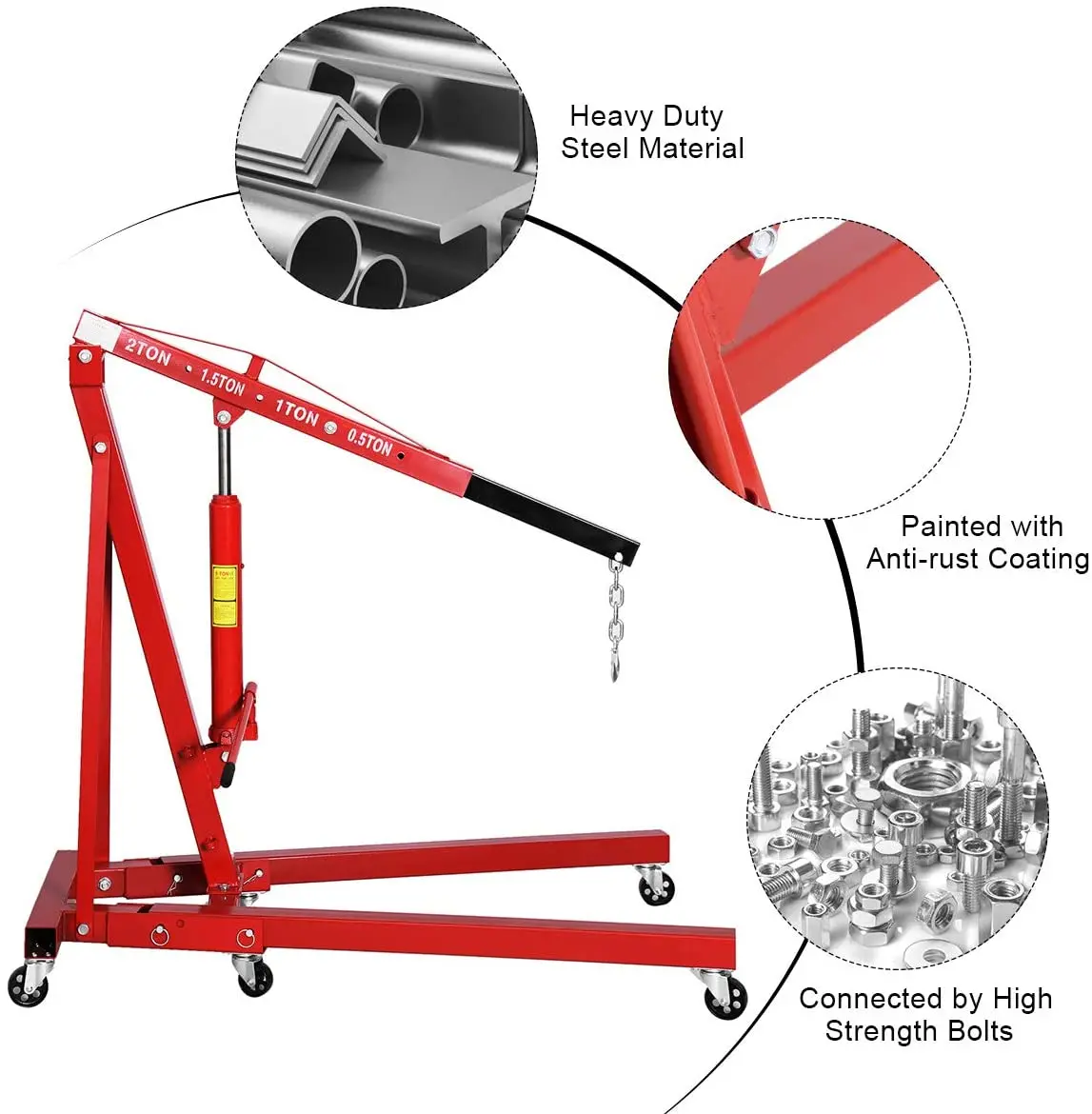 2 Ton Folding Engine Hoist Cherry Picker Shop Crane Hoist Lift,heavy 