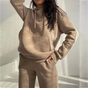 2026 High Quality Women Sportswear Tracksuit Custom 2 Piece Cropped Hoodie and Jogger Set Plus Size Tracksuits for Women