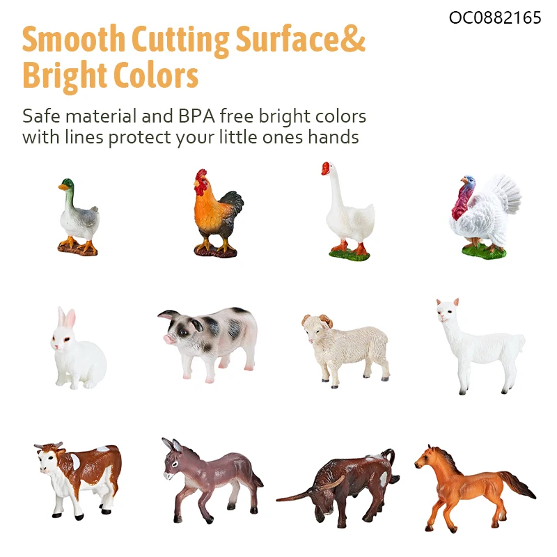 36pc Goose Rabbit Chicken Sheep Mini Model Plastic Cartoon Farm Animal Set Toys