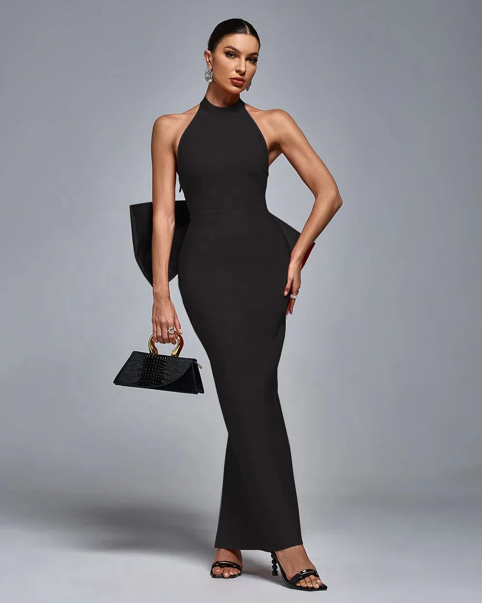 Shop Elegant Custom Red Black Backless Bow Club Dresses