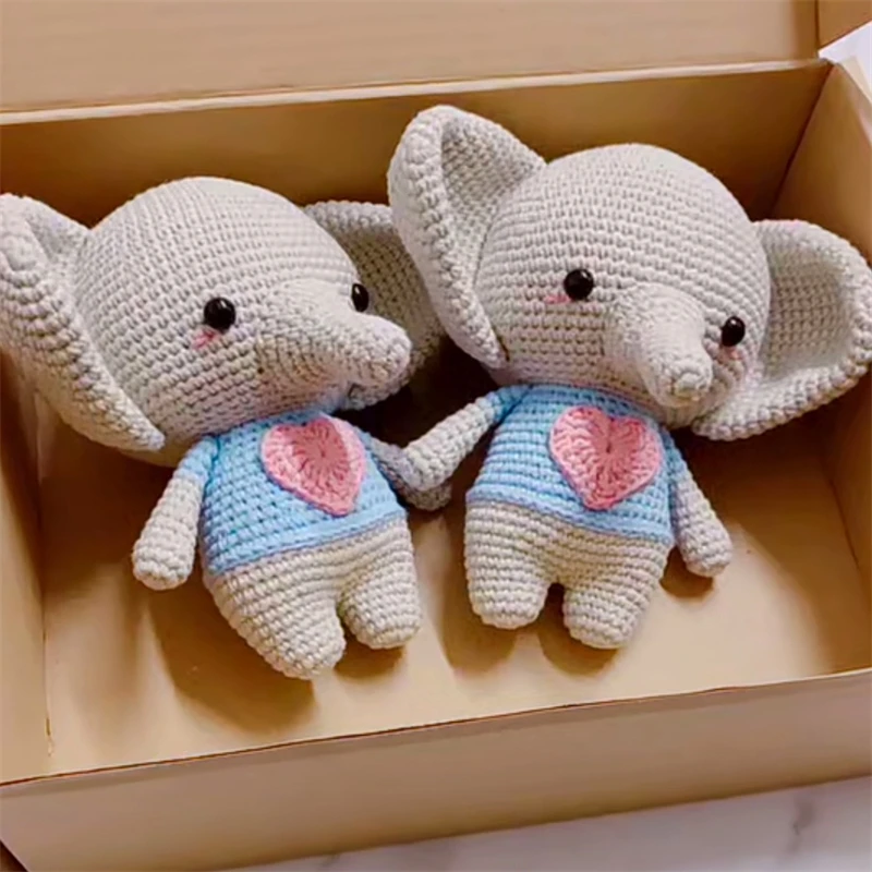 New Design Adorable Super Soft Stuffed Crocheted Elephant Amigurumi Crochet Elephant Dolls for Kids