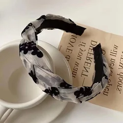 Землетрясения в винтажном стиле во французском органза витой повязка на голову женские стильные элегантные прогулки обруч для волос ретро