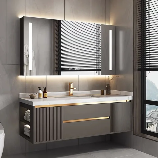 Wholesale Modern Wall Hung Waterproof Cabinet Bathroom cabinet Vanity Hotel Vanities set