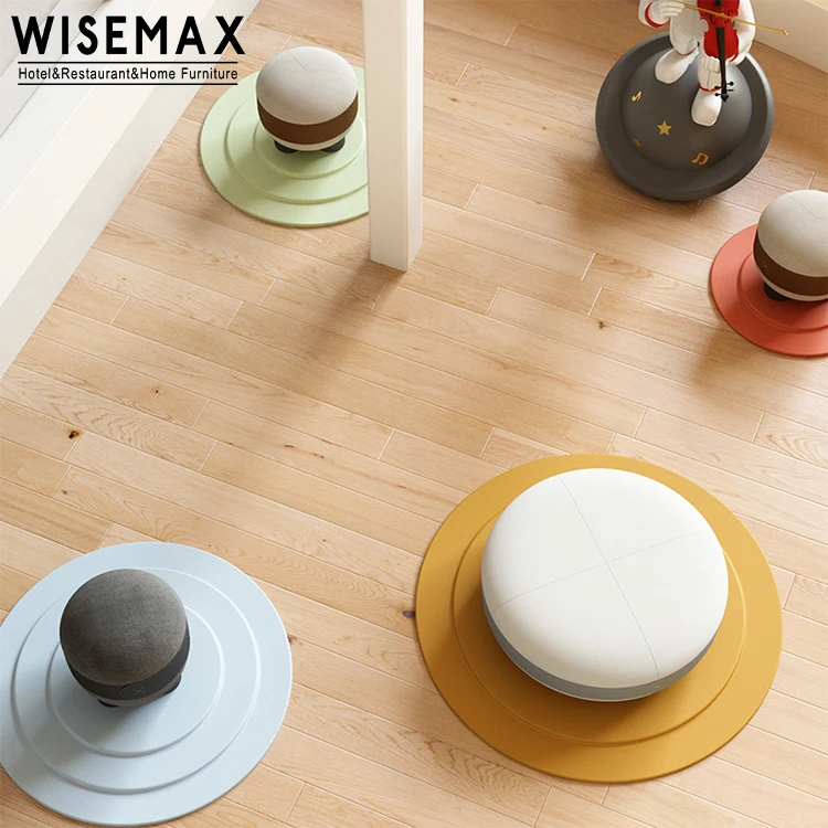 WISEMAX FURNITURE Simple Round Storage Ottoman with Legs Different Size Fabric Stool for Apartment Living Room