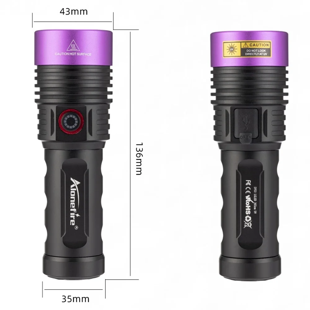 Produktbild von Alonefire SV005 10W 395nm UV Taschenlampe USB Aufladbar Ultraviolett