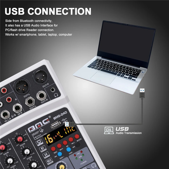BMG DSP DJ Sound Systems with Mixer Video Audio Interface Board Professional