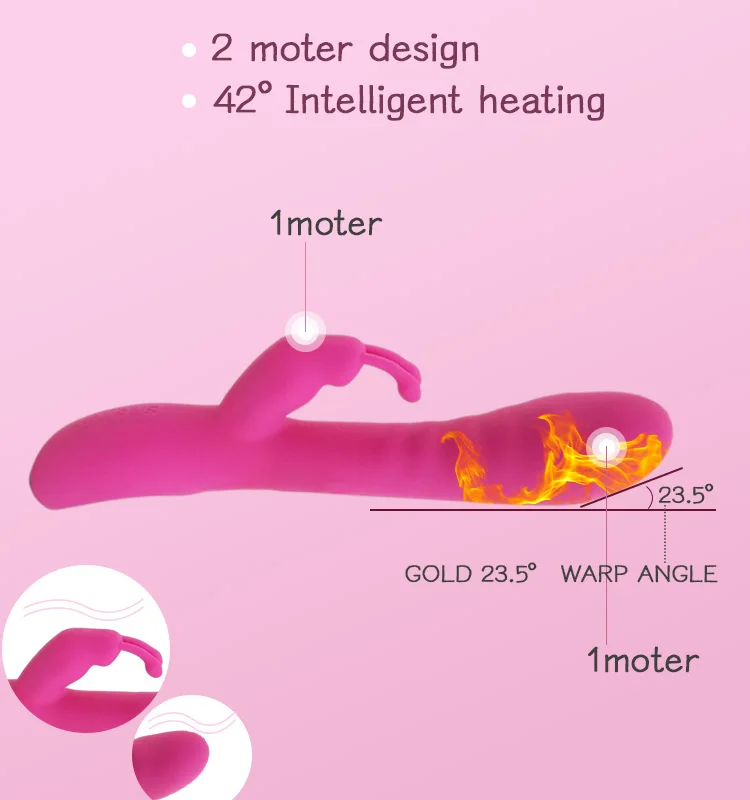 Intelligent Heating Silicone Rabbit Vibrator Realistic Vibrating Dildo Sex Toy for Woman