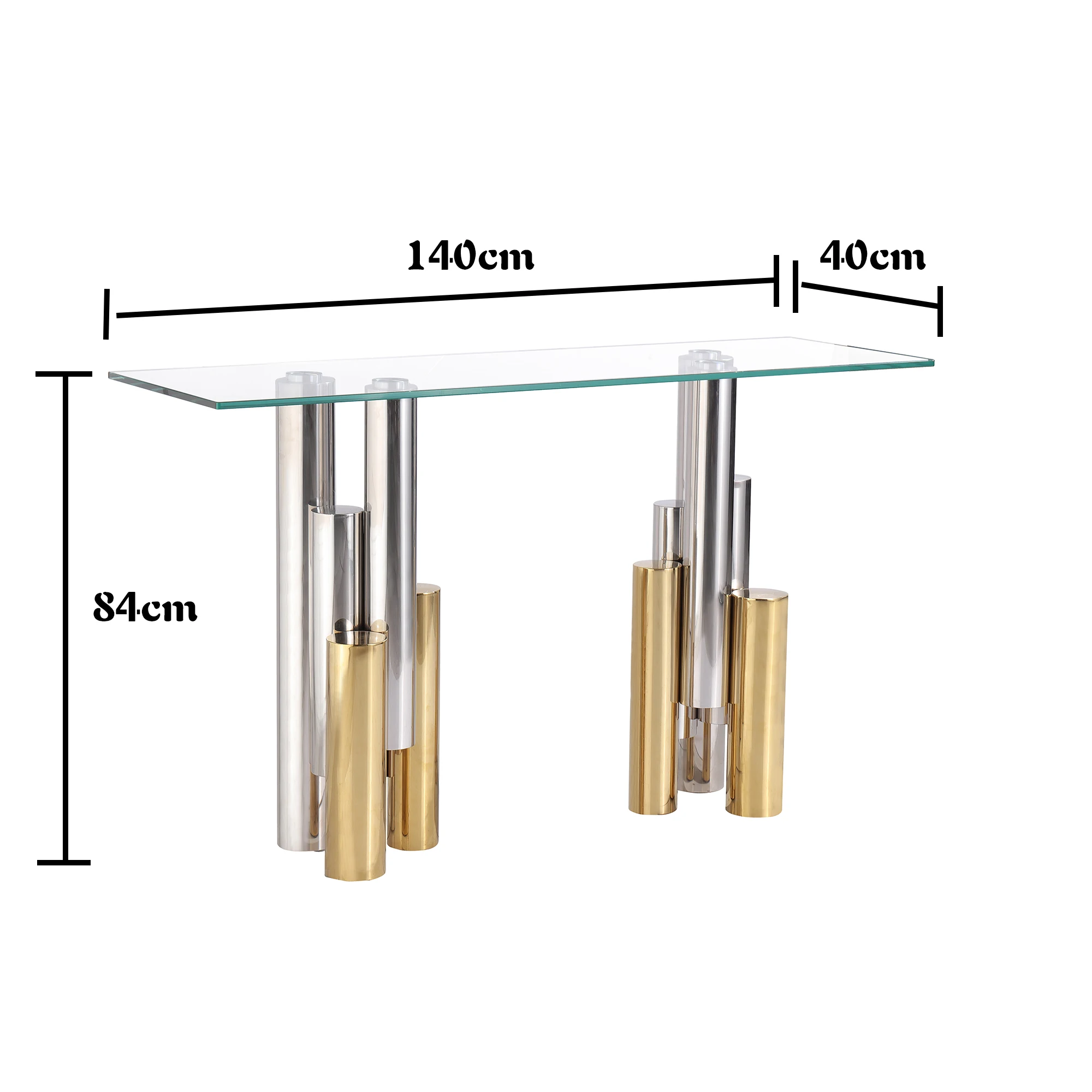 Living Room Modern Luxury Gold & Silver Console Table With Marble Top