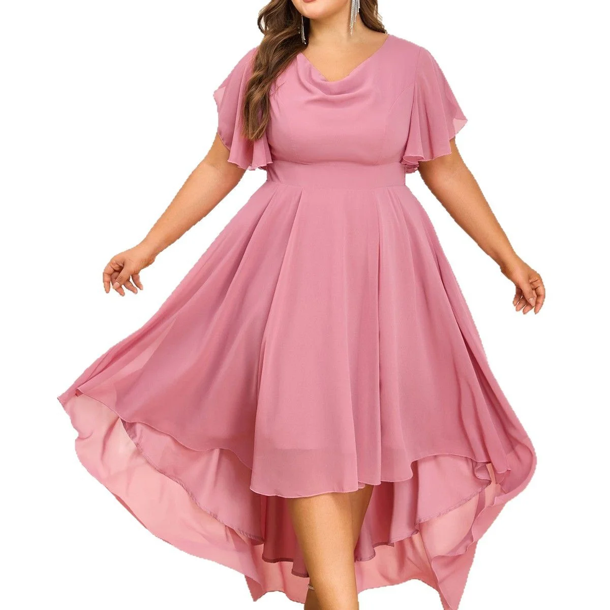 Women's Asymmetric Hem Elastic Plus Size Dress Summer Casual African Party  Evening Gown Chiffon Midi Dresses| Alibaba.com