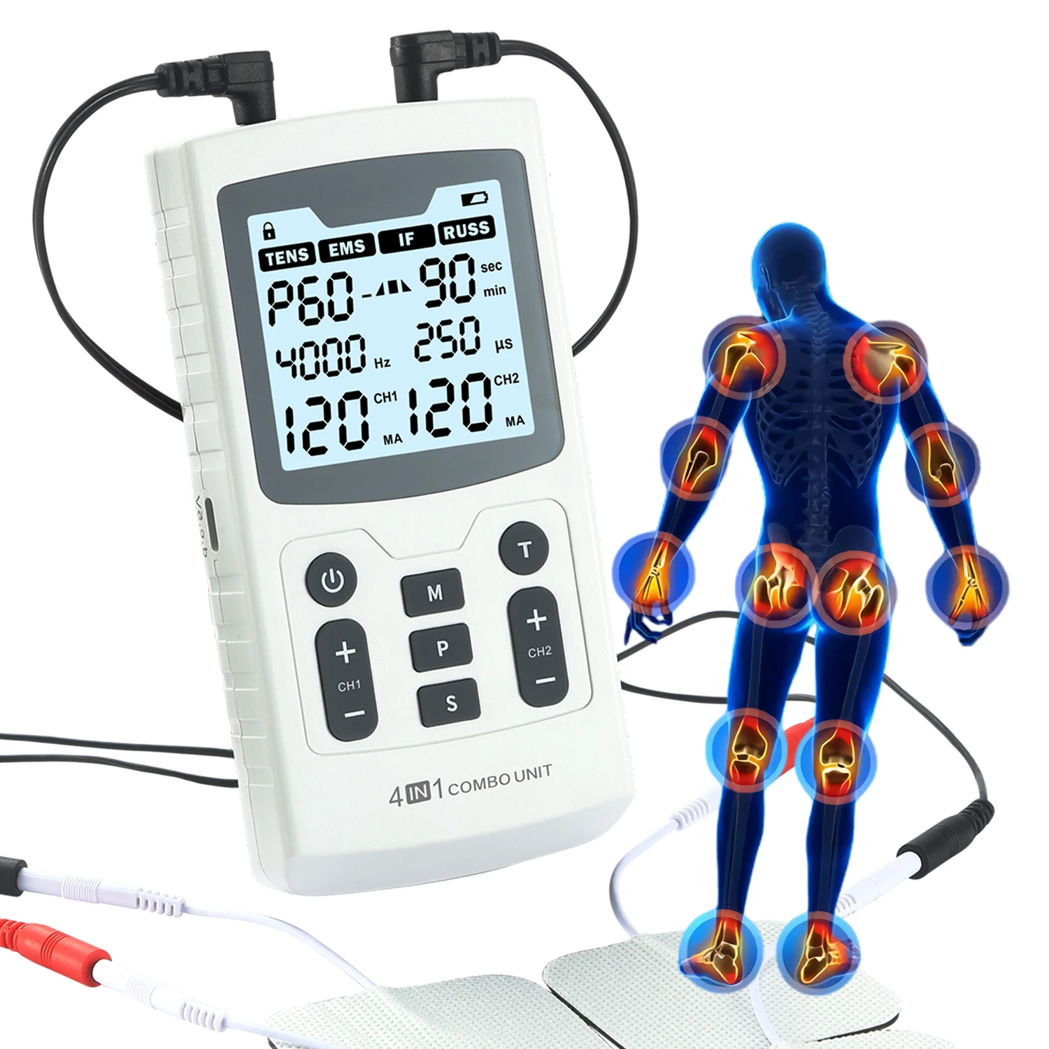 4 in 1 Combo Interferential Current Tens Ems Russian for Rehabilitation Center Hospitals Clinic Physiotherapist