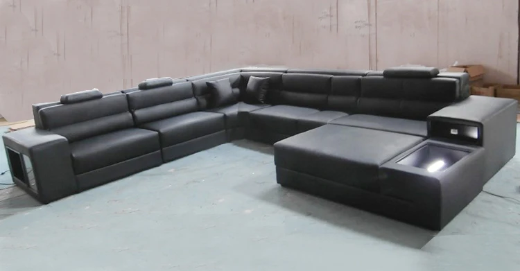 Modern Design Living Room Leather Sofa Furniture L Shaped Sofa Sets ...