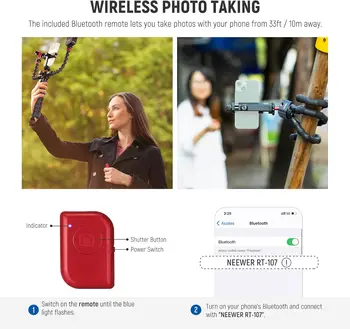 NEEWER T91 Flexible Tripod for iPhone Mini Cellphone Tripod Stand for Vlog, Magic Arms/Shutter/Phone Clamp/Action Camera Mount detail image