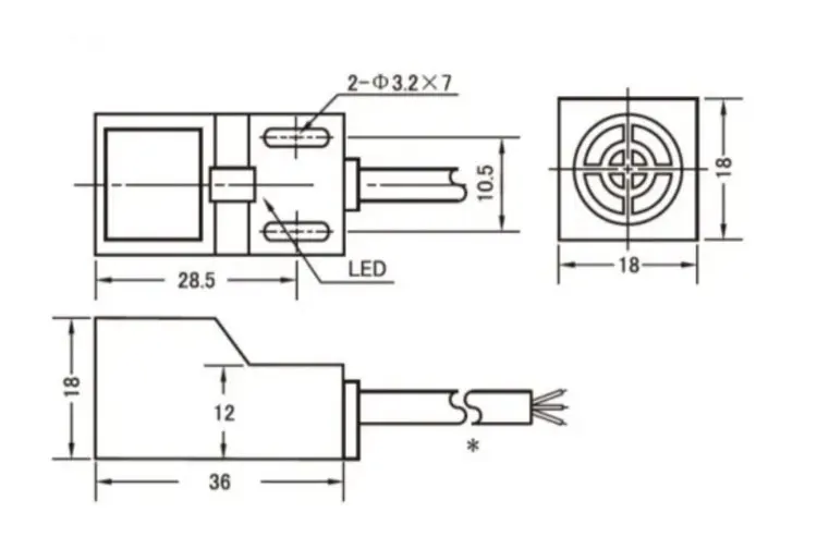 Square proximity switch NPN PNP 3 wire  SN04-N  24VDC  inductive switch inductive metal sensor details