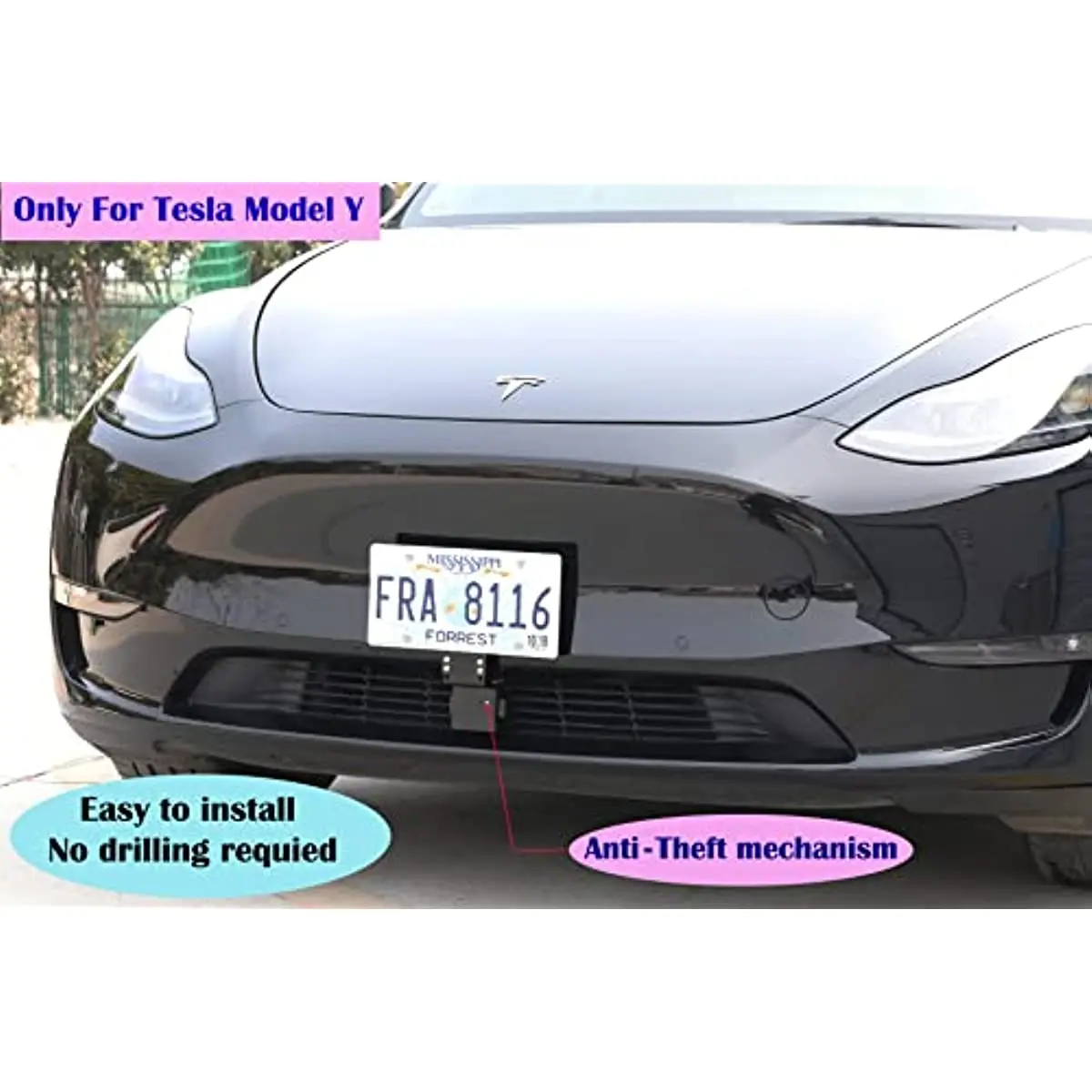 Removable Front License Plate Holder for Tesla Model Y - No