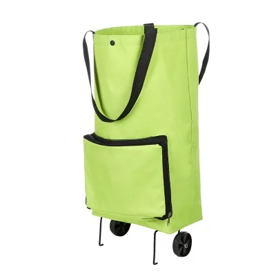 Оптовая продажа, зеленые складные колеса с логотипом на заказ, тележки, сумки-тележки