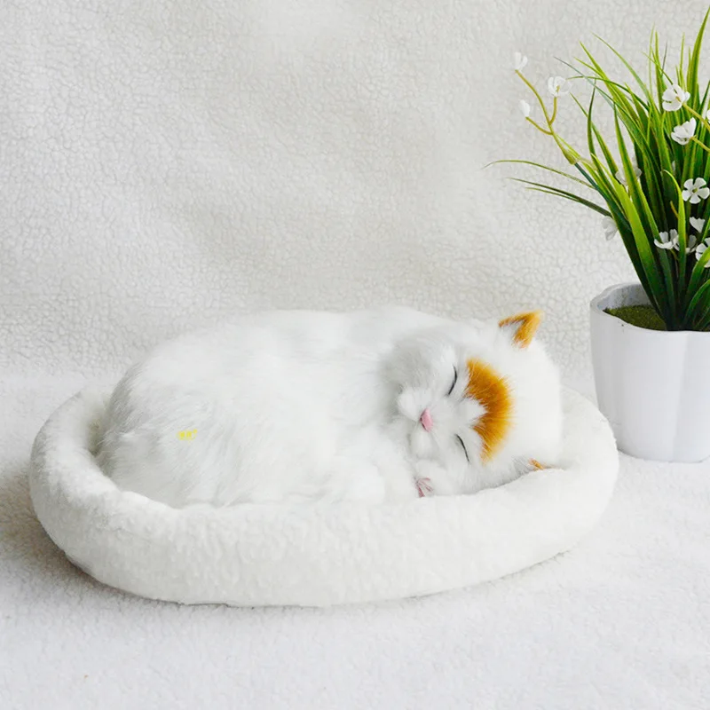 Factory Directly Sale Simulation Fur Customized Stuffed&plush Toys Animal  Special Birthday Gifts Sleeping Breathing Purring Cat