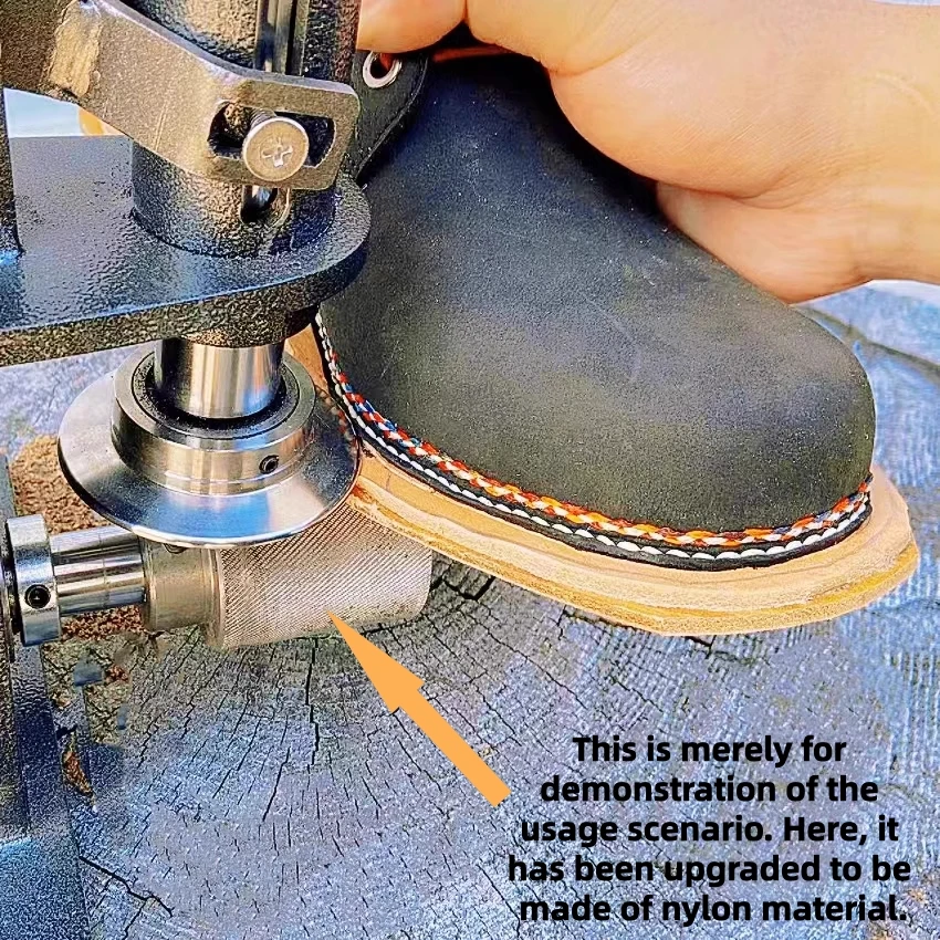 professional cobbler re-soling boots with heat press equipment