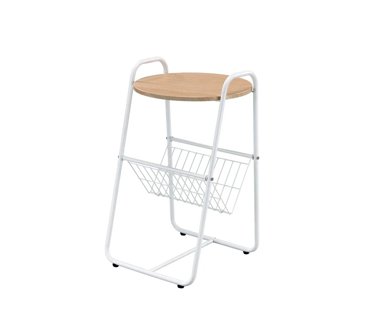 European Style Metal Small Side Table With Magazine Holding Rack And