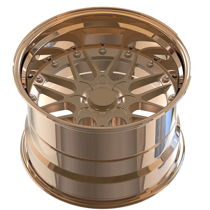 Full Size 17-26 Inch Forged Wheel Custom Aluminium Alloy Wheel OEM 3 Pieces Wheel Bronze Surface factory