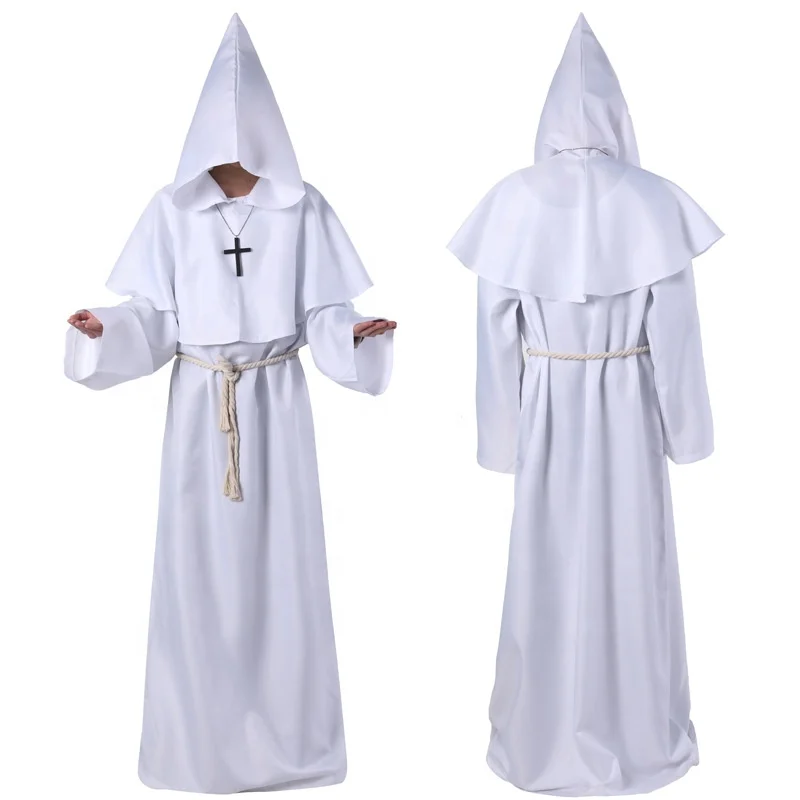 Costume Da Monaco Medievale Per Uomo – Vestito Da Sacerdote Con Cappuccio Per Halloween E Cosplay