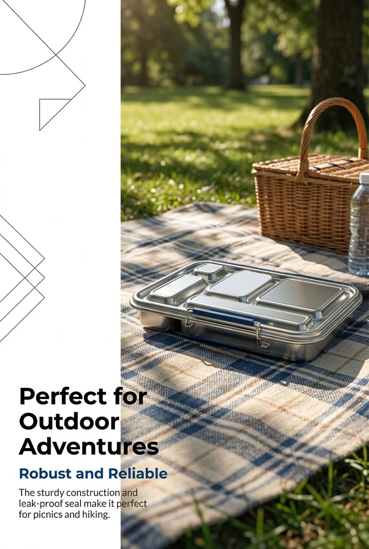KOLINK 5-Compartment Stainless Steel Bento Box Detail 7