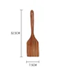 Teak square curved spatula