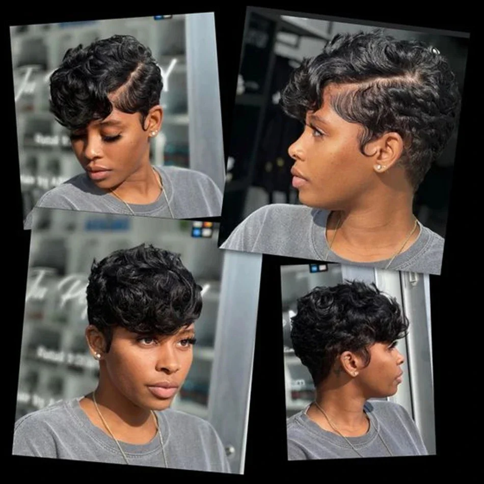 Burgundy 99J Red Color Lace Front Short Bob Wig Human Hair Pre Cut Loose Bouncy Wave Pixie Cut Frontal Wigs Preplucked_voghion.com