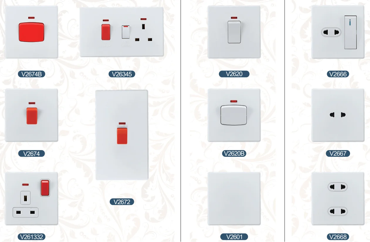 VNX V26 Series Wall Light Power Switch 86 Type 20A Water Heater Switch for Home