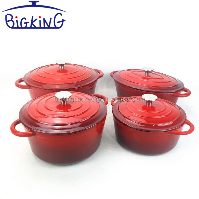 Dutch Oven Enameled Cast Iron Pot with Dual Handle and Cover Casserole Dish - Round Red 10.23 (26 cm)