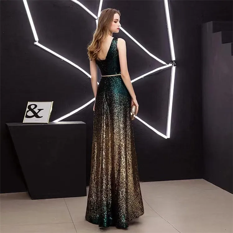 white christmas dresses Gold & Black Sequin Halter Dress – Walone LLC