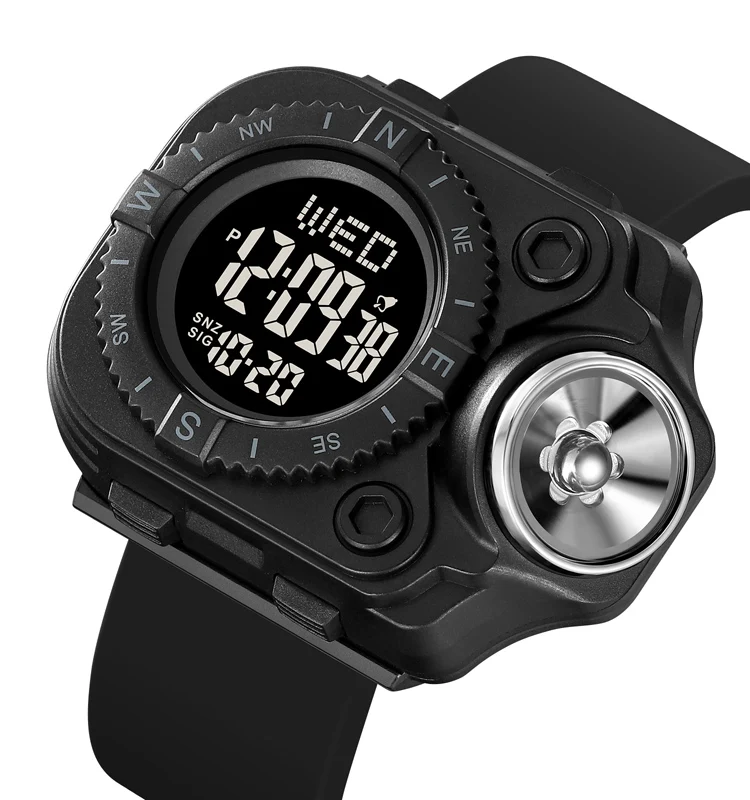 China Market New Watch Additional Function Relojes Skmei 2187 Sport Men Digital Watch with Led Flashlight Solar Flash Light