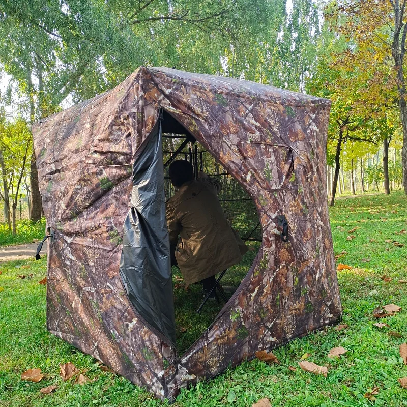 New portable pop up outdoor camping tent camouflage blind hunting tent with fiberglass poles manufacture