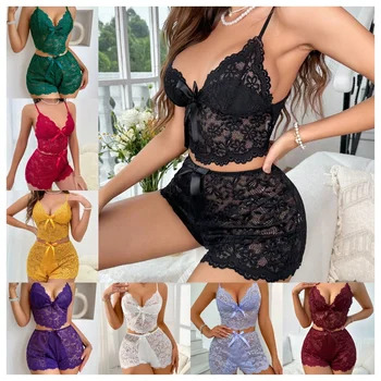 New Women's Casual Pajamas Set Shorts Sleeveless Homestays Front Slit Summer Pajamas Women