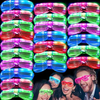 Adults Kids Halloween Birthday Holiday Party Supplies Shutter Shades Neon Flashing Glow LED Glasses Light Up Party Glasses